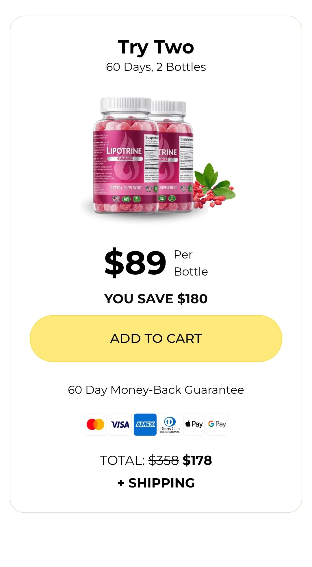 LipoTrine™ 2 bottles pricing